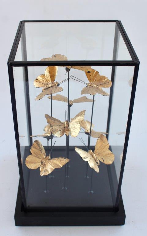 Square Glass Box Gold Butterflies